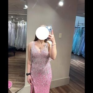 Elegant Pink Sequin Dress
